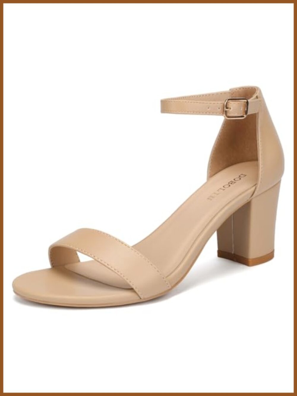 Wide Width Open Toe Ankle Strap Chunky Heel Dress Sandals Faux Leather